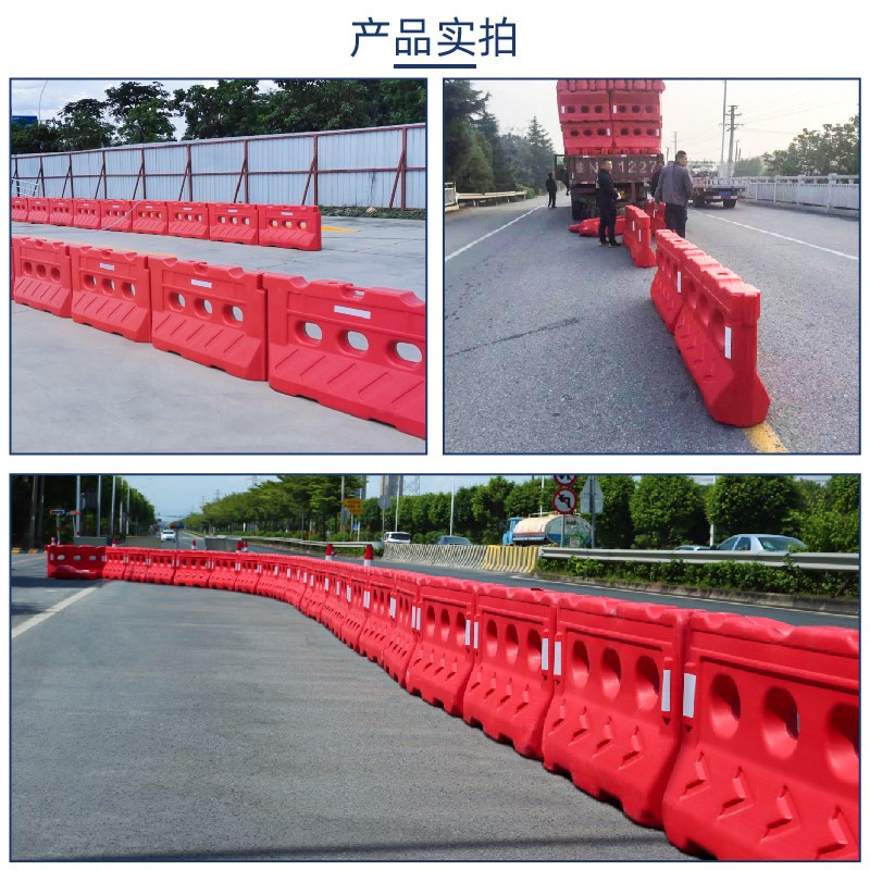 塑料三孔水马围挡注水围栏隔离墩防撞桶市政施工护栏围栏路障水马装沙图7
