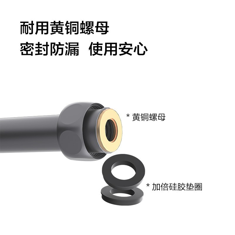 厨卫配件卫浴配件PVC软管耐热防爆防缠绕抗拉伸自由旋转水管H3D30 【PVC防缠绕淋浴软管】枪灰图5