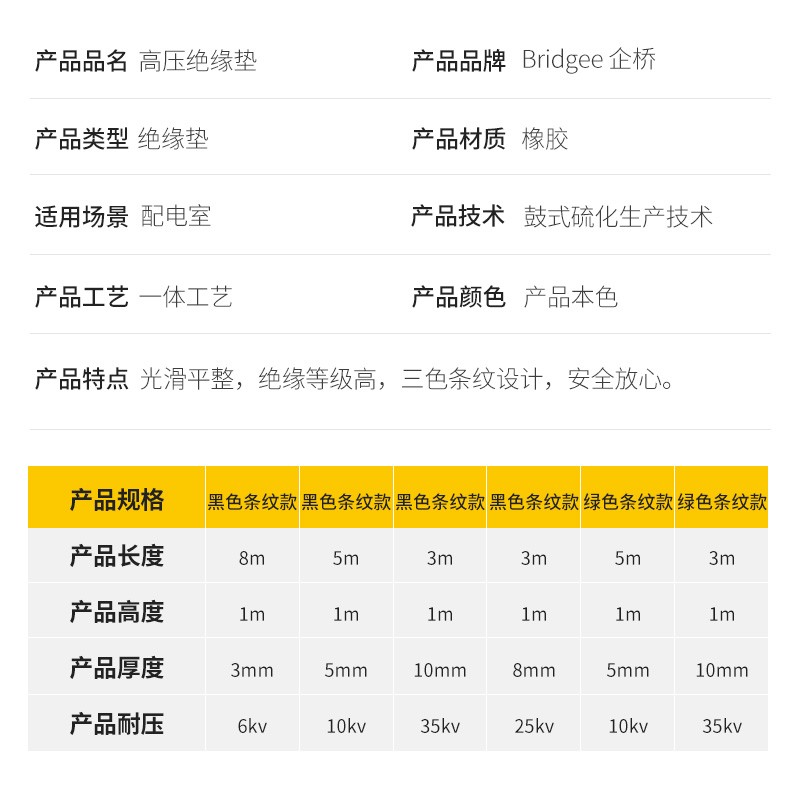 高压绝缘垫 配电室绝缘胶板高压绝缘配电房防滑绝缘地毯 绿色条纹图5