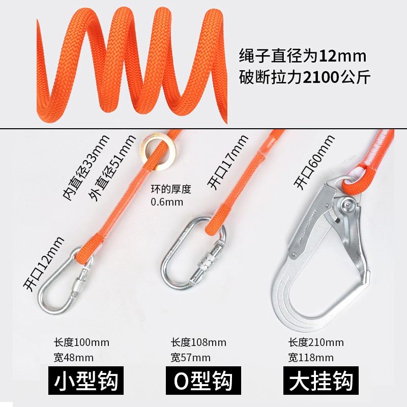 双背五点式（全身）安全带坠落悬挂安全带  双绳大钩图3