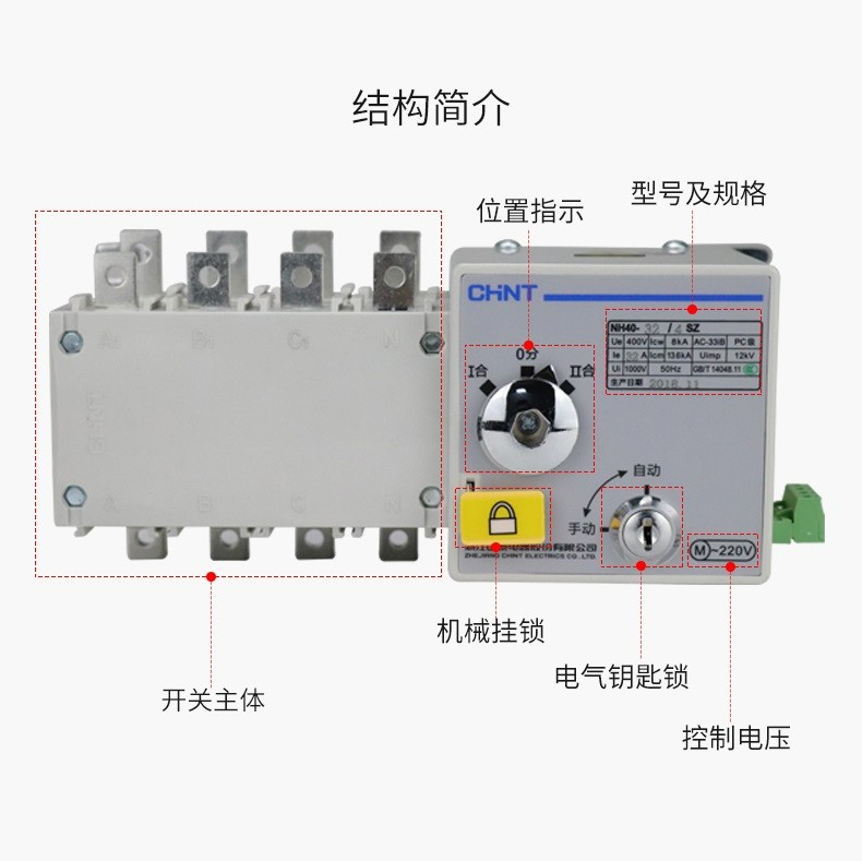 NH40-250/4SZ PC级双电源自动转换开关隔离型双电源图5