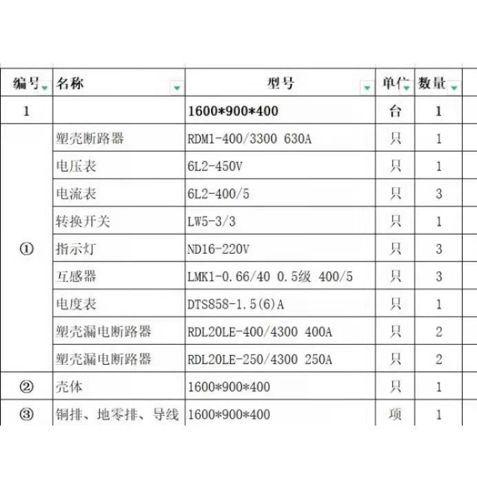 一级配电箱 1600*900*400mm箱体图4