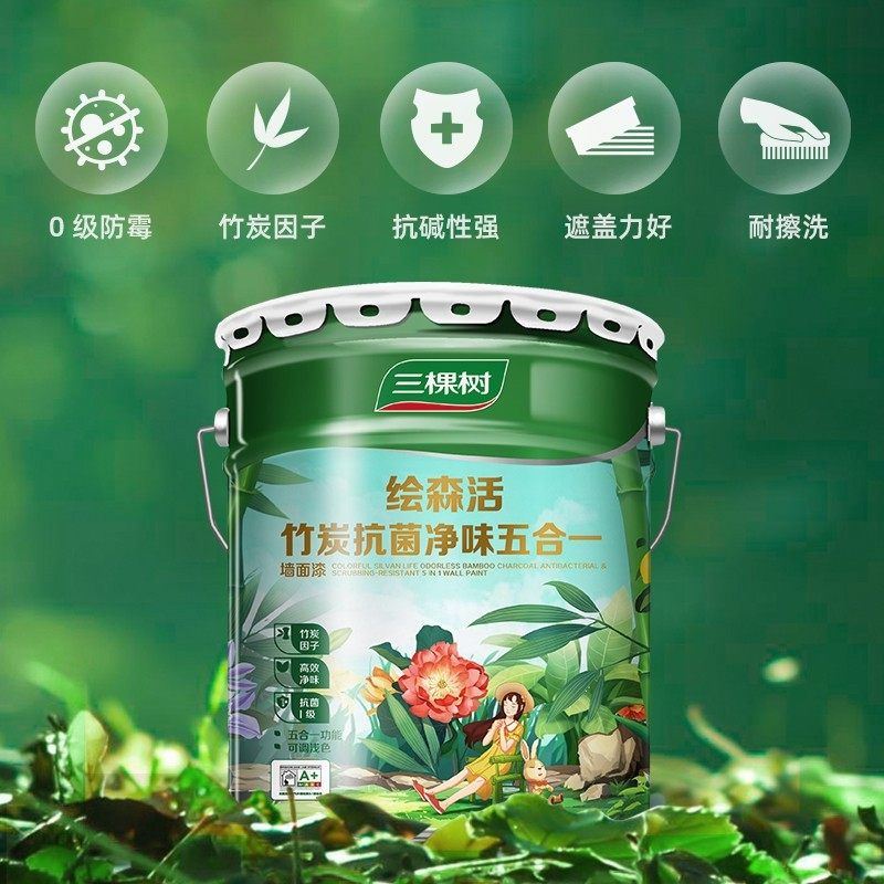 绘森活竹炭抗菌净味五合一 墙面漆涂料 18L图4